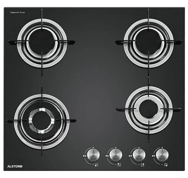 Alstorm Italian Hob 4 Burner Auto Ignition Gas Stove (Brio 4BNR, Aluminum Gas Hob)